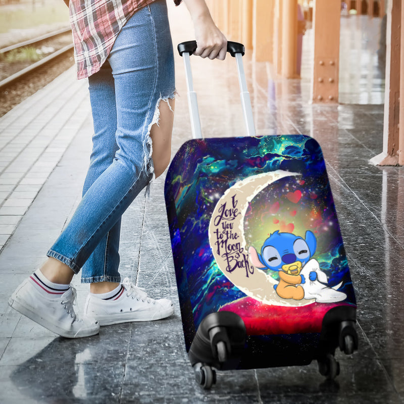 Cute Baby Stitch Sleep Love You To The Moon Galaxy Luggage Cover Suitcase Protector Nearkii