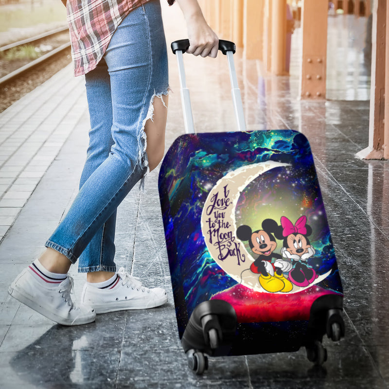Mouse Couple Love You To The Moon Galaxy Luggage Cover Suitcase Protector Nearkii