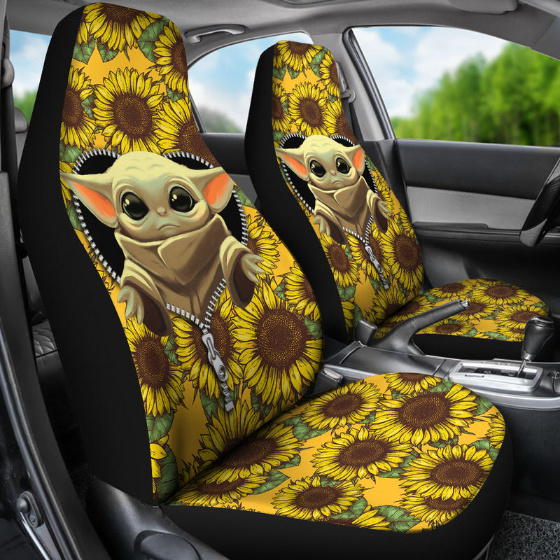 Baby Yoda Zipper Sunflower Premium Custom Car Seat Covers Decor Protectors Nearkii