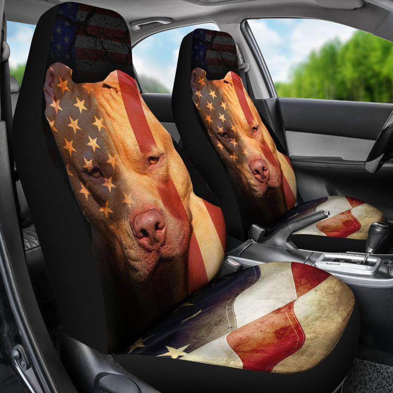 Pitbull American Flag Premium Custom Car Seat Covers Decor Protector Nearkii