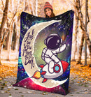 Astronaut Chibi Love You To The Moon Galaxy Premium Blanket Nearkii