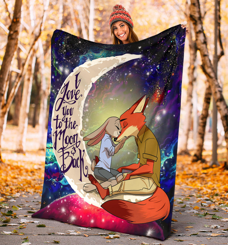 Fox Couple Love You To The Moon Galaxy Premium Blanket Nearkii