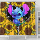 Stitch Sunflower Zipper Shower Curtain Nearkii