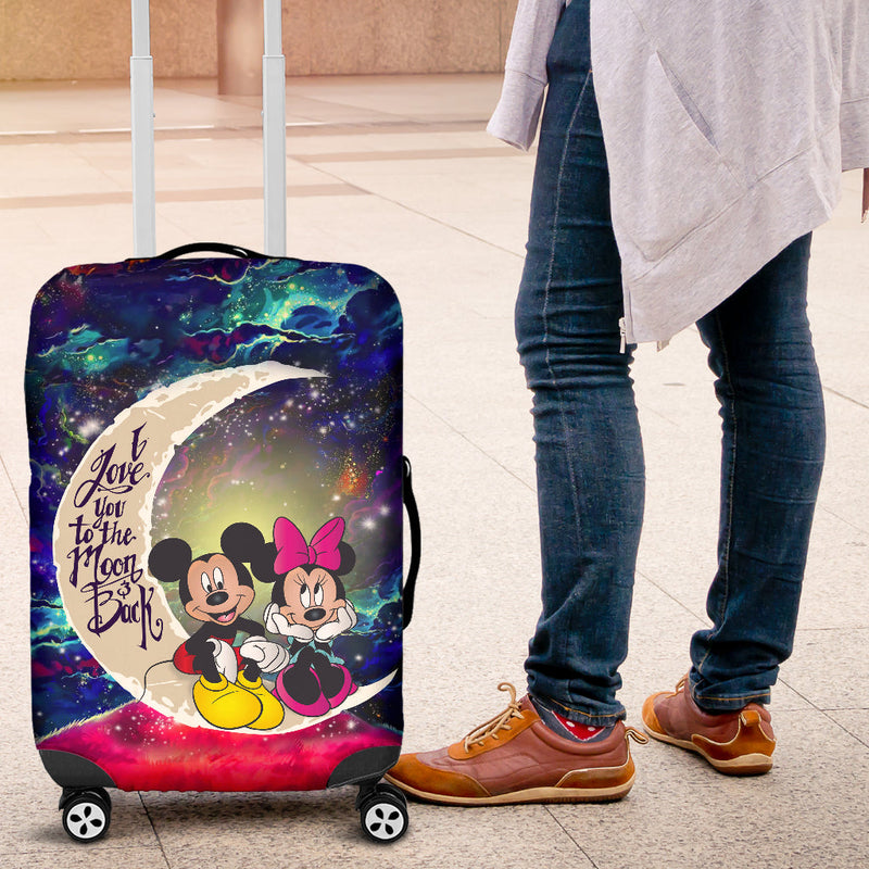 Mouse Couple Love You To The Moon Galaxy Luggage Cover Suitcase Protector Nearkii