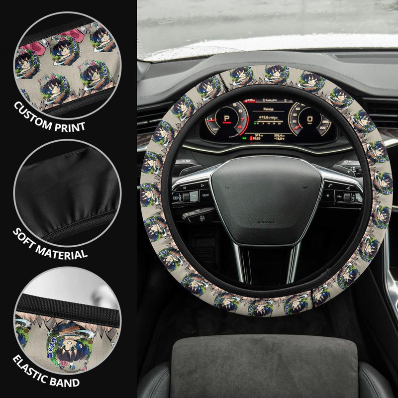 Chipi Hashibira Inosuke Demon Slayer Anime Car Steering Wheel Cover 1 Nearkii