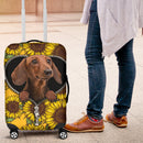 Sunflower Brown Dachshund Zipper Luggage Cover Suitcase Protector Nearkii