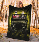 Spy X Family Yor And Anya Ride Jeep Moonlight Halloween Funny Premium Blanket Nearkii