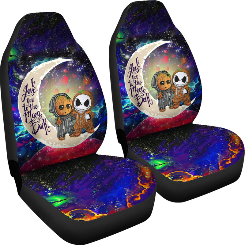 Cute Baby Groot And Jack Nightmare Before Christmas Love You To The Moon Galaxy Premium Custom Car Seat Covers Decor Protectors Nearkii