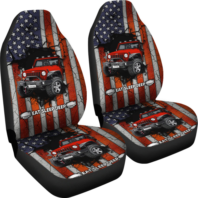 Eat Sleep Jeep Red Premium Custom Car Seat Covers Decor Protectors Nearkii