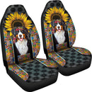 Bernese Mountain Dog Sunflower Hippie Premium Custom Car Seat Covers Decor Protector Nearkii