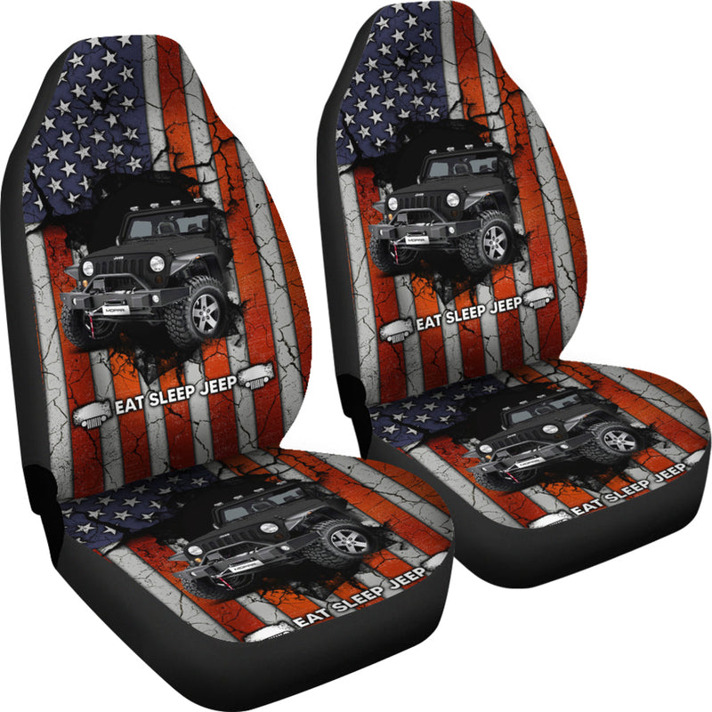 Eat Sleep Jeep Black Premium Custom Car Seat Covers Decor Protectors Nearkii