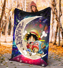 Chibi Luffy And Chopper One Piece Anime Love You To The Moon Galaxy Blanket Nearkii