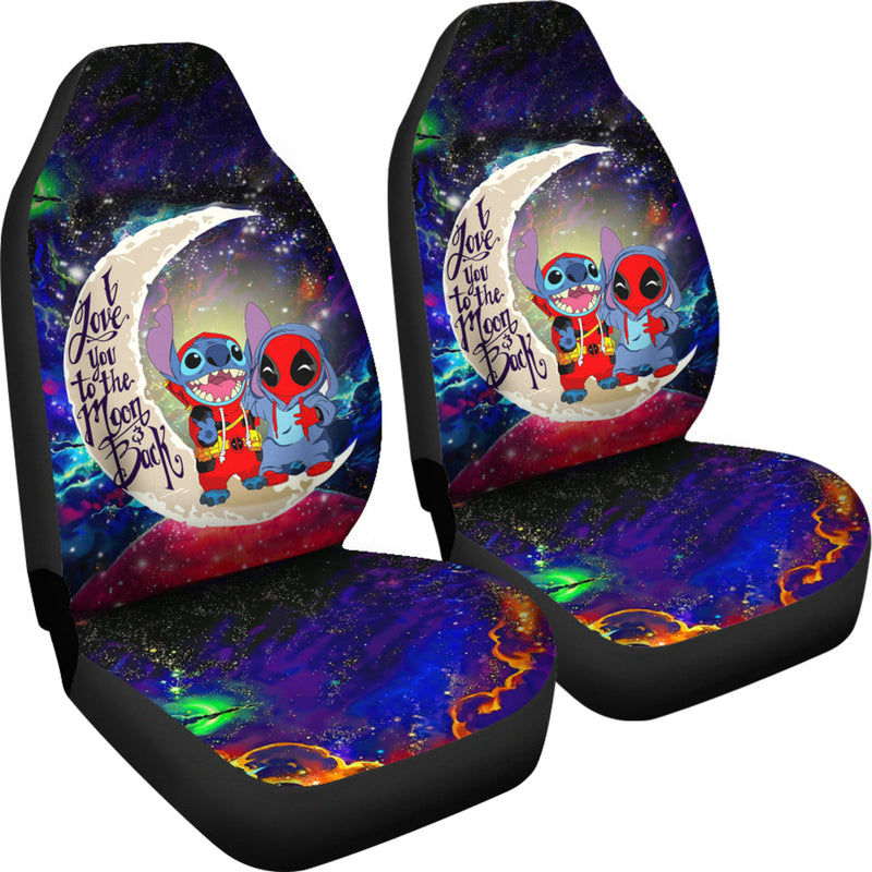 Cute Deadpool And Stitch Love You To The Moon Galaxy Premium Custom Car Seat Covers Decor Protectors Nearkii