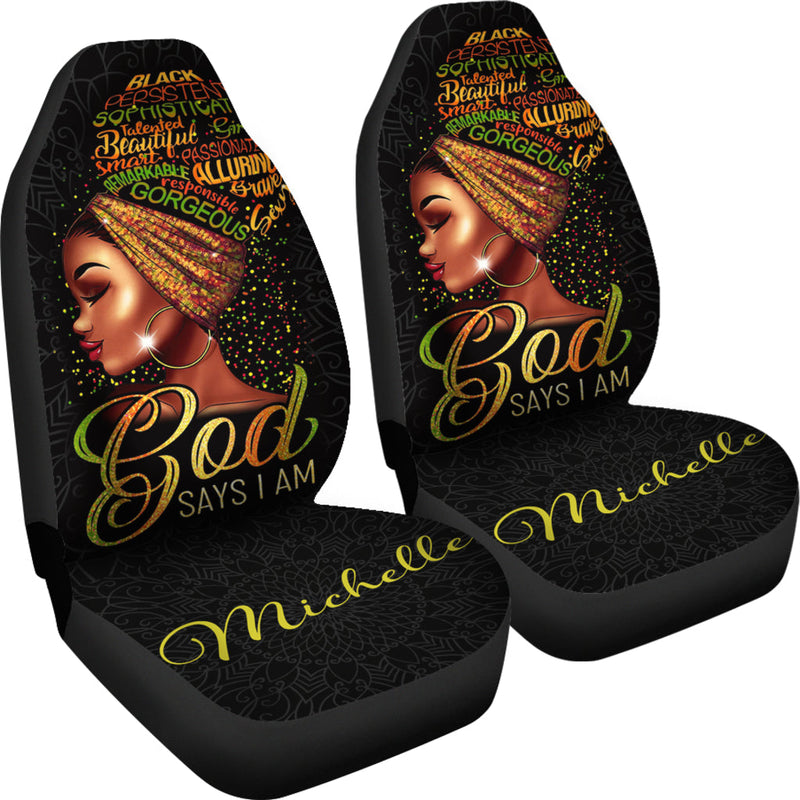 Best Personalized Black Girl Premium Custom Car Seat Covers Decor Protector Nearkii