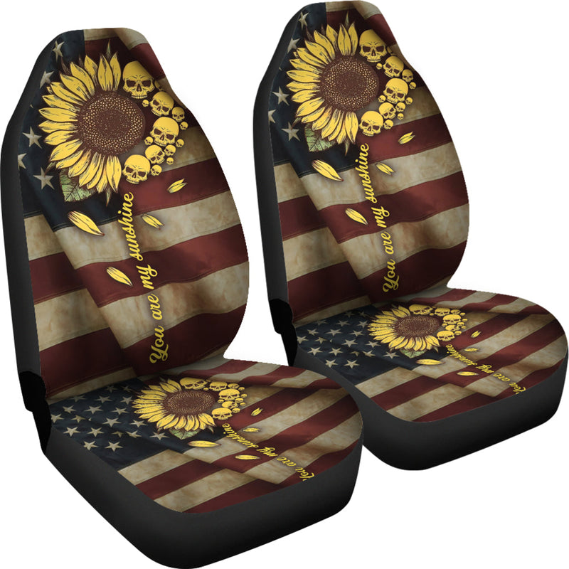 Sunflower American Skull Flag Car Seat Cover Nearkii
