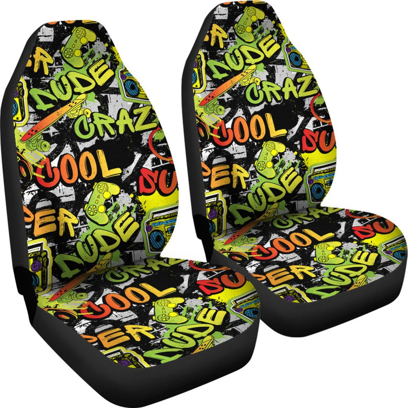 Best Cool Abstract Bright Graffiti Pattern Premium Custom Car Seat Covers Decor Protector Nearkii
