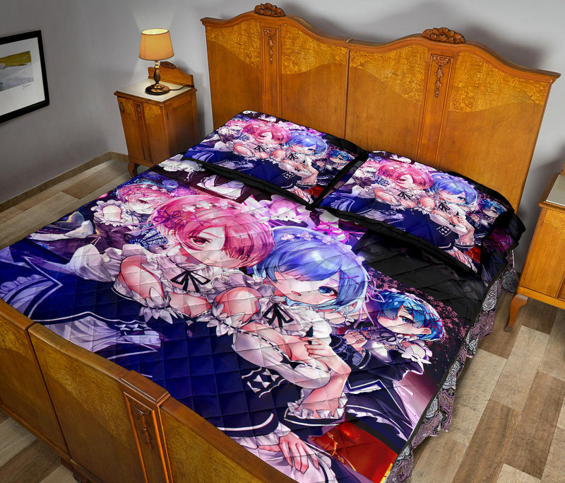 Ram And Rem Anime Girl Re Zero Quilt Bed Sets Nearkii