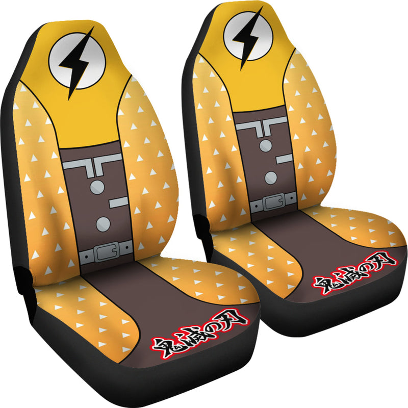 Demon Slayer Anime Zenitsu Premium Custom Car Seat Covers Decor Protectors Nearkii