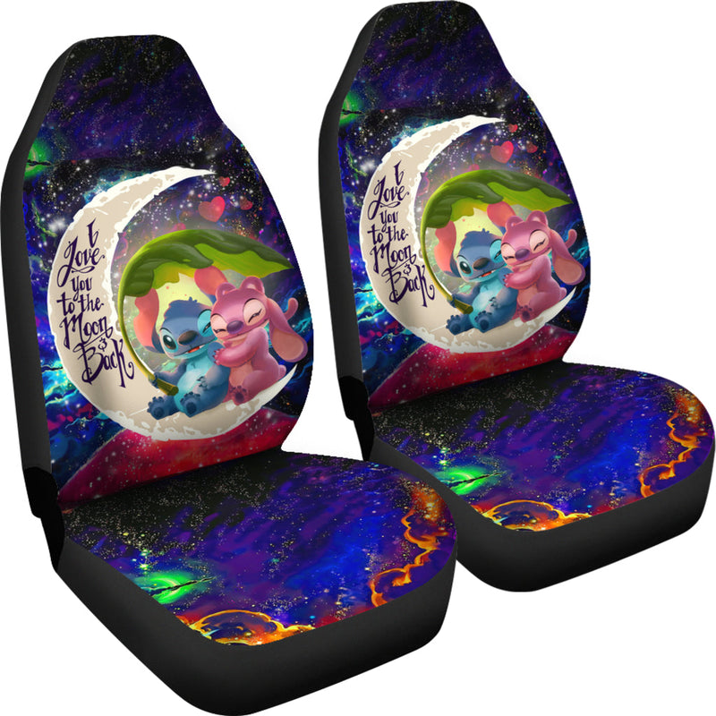 Stitch Angel Love You To The Moon Galaxy Premium Custom Car Seat Covers Decor Protectors Nearkii