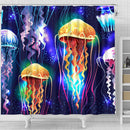 Jellyfishes Glowing Underwater Shower Curtain Nearkii