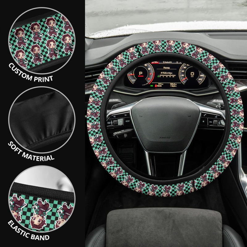 Kamado Tanjiro Demon Slayer Anime Car Steering Wheel Cover 3 Nearkii