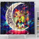 Piplup Turtwig And Chimchar Gen 4 Love You To The Moon Galaxy Shower Curtain Nearkii