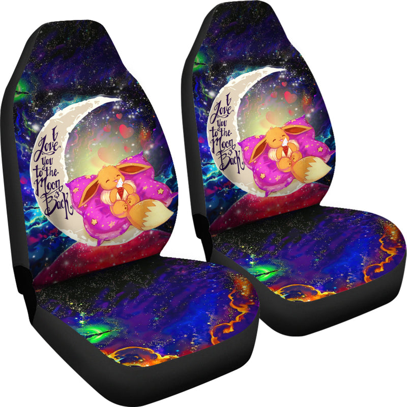 Cute Eevee Pokemon Sleep Night Love You To The Moon Galaxy Premium Custom Car Seat Covers Decor Protectors Nearkii