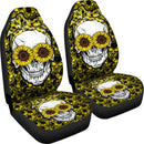 Sunflower Lady Skull Car Seat Cover Nearkii