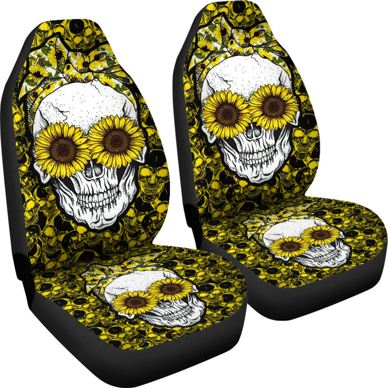 Sunflower Lady Skull Car Seat Cover Nearkii