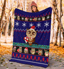 Owl Cute Blue Christmas Blanket Amazing Gift Idea Nearkii
