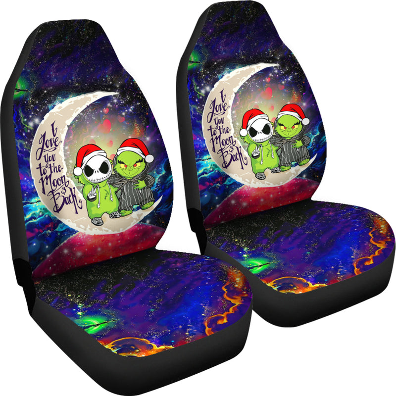 Grinch And Jack Nightmare Before Christmas Love You To The Moon Galaxy Premium Custom Car Seat Covers Decor Protectors Nearkii