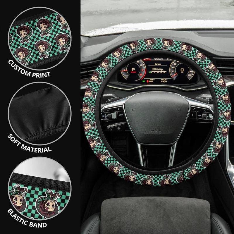 Cute Kamado Tanjiro Demon Slayer Anime Car Steering Wheel Cover 1 Nearkii