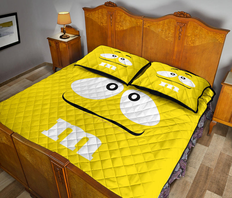 Chocolate M&M Yellow Quilt Bed Sets Nearkii