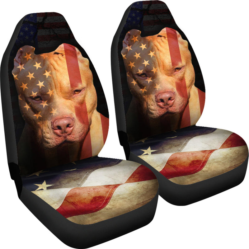 Pitbull American Flag Premium Custom Car Seat Covers Decor Protector Nearkii