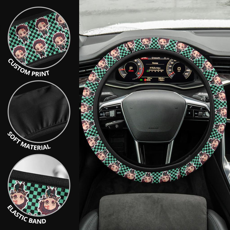 Kamado Tanjiro Demon Slayer Anime Car Steering Wheel Cover 4 Nearkii
