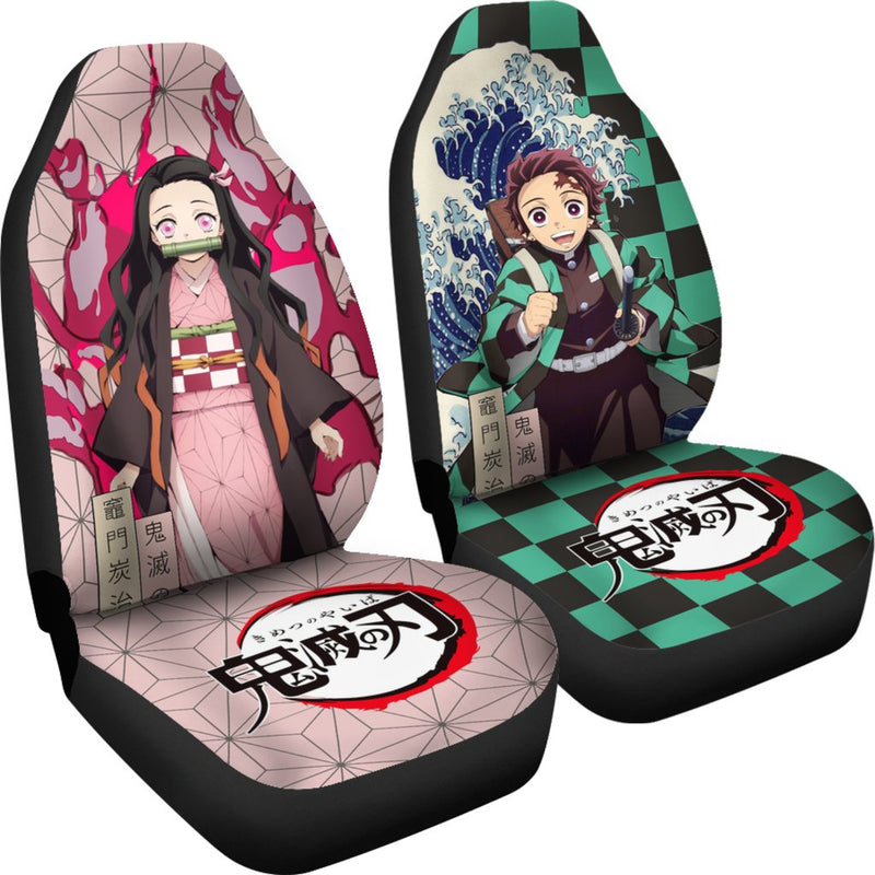 Tanjiro x Nezuko Car Premium Custom Car Seat Covers Decor Protectors Custom Anime Demon Slayer Car Nearkii