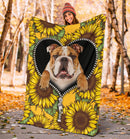 Bull Dog Sunflower Zipper Premium Custom Blanket Nearkii