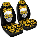 Best Skull Sunflower Floral Flowers Seat Covers Car Decor Car Protector Nearkii