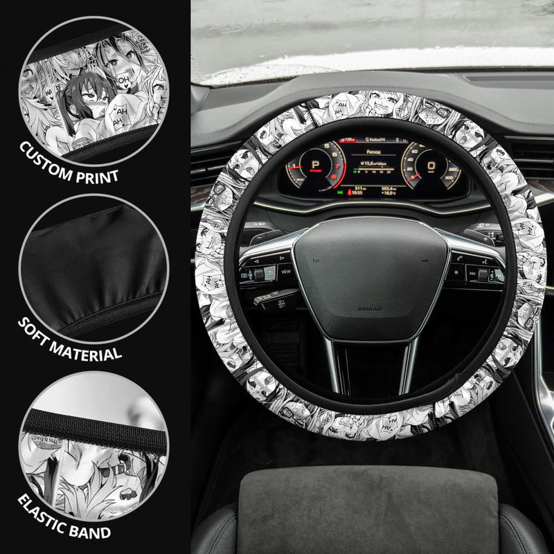 Ahegao Anime Girl Premium Custom Car Steering Wheel Cover Nearkii