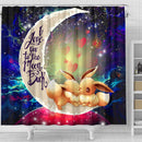 Cute Eevee Pokemon Couple Love You To The Moon Galaxy Shower Curtain Nearkii
