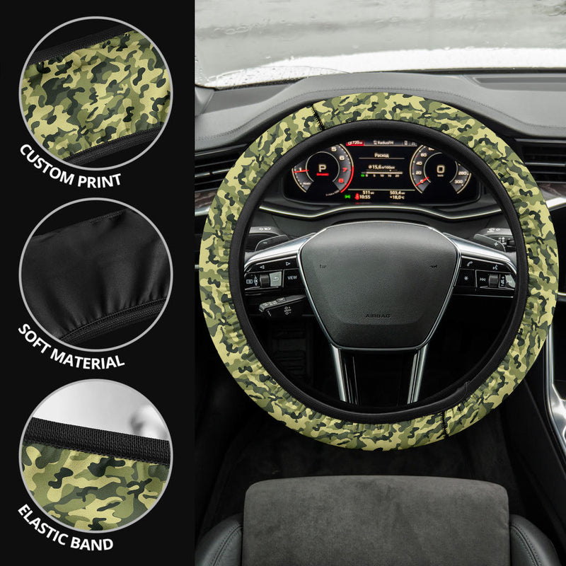 Camouflage Military US Army Green Premium Car Steering Wheel Cover Nearkii