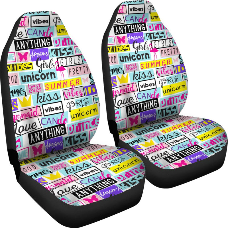 Best Abstract Pattern With Slogan, Grunge Elements Premium Custom Car Seat Covers Decor Protector Nearkii