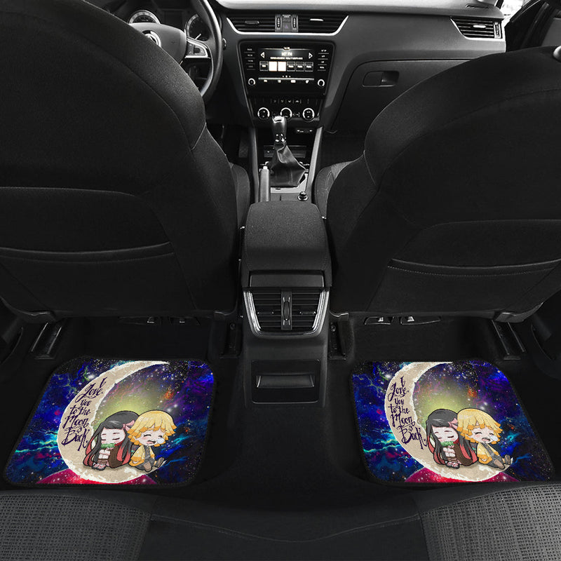 Zenitsu And Nezuko Chibi Demon Slayer Love You To The Moon Galaxy Car Mats Nearkii