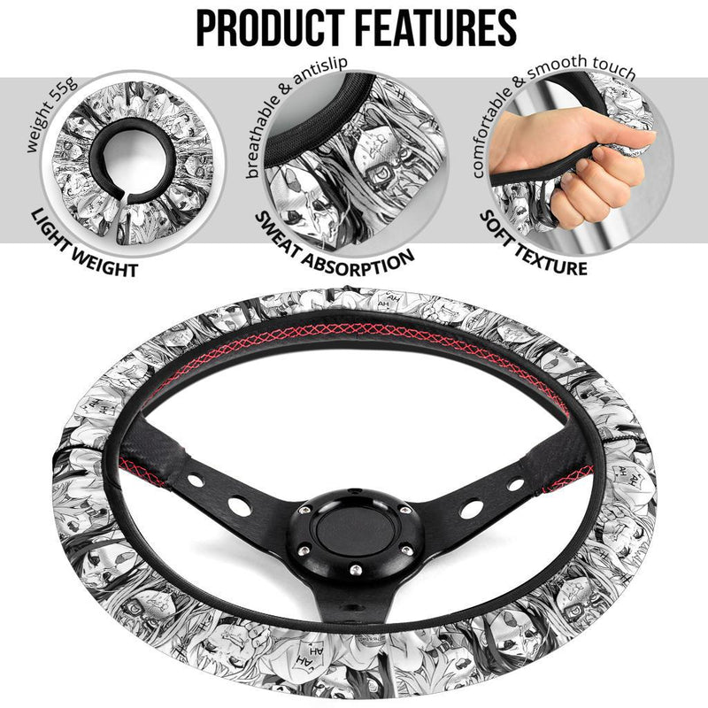 Ahegao Anime Girl Premium Custom Car Steering Wheel Cover Nearkii