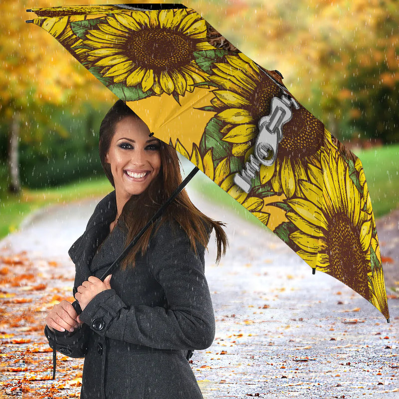 Cute Dog Poodle Sunflower Zipper Umbrella Nearkii