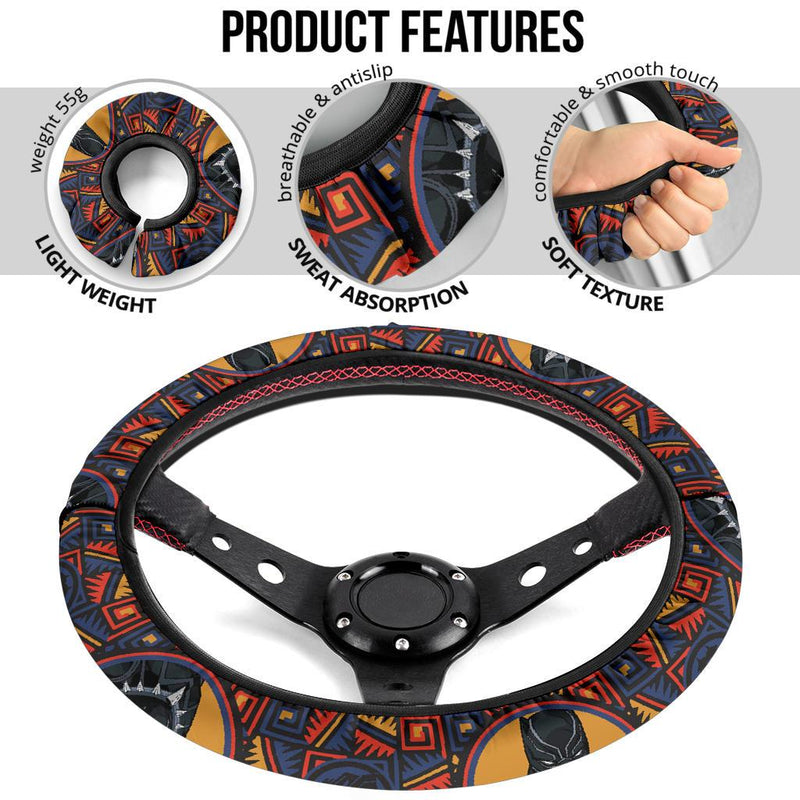 Black Panther Partern Premium Car Steering Wheel Cover Nearkii