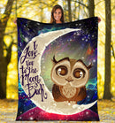 Cute Owl Love You To The Moon Galaxy Premium Blanket Nearkii