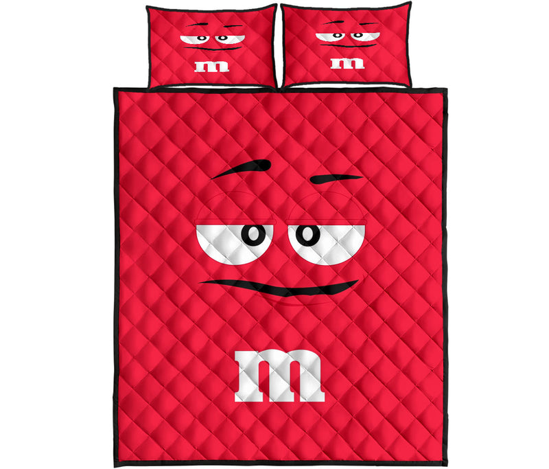 Chocolate M&M Red Quilt Bed Sets Nearkii