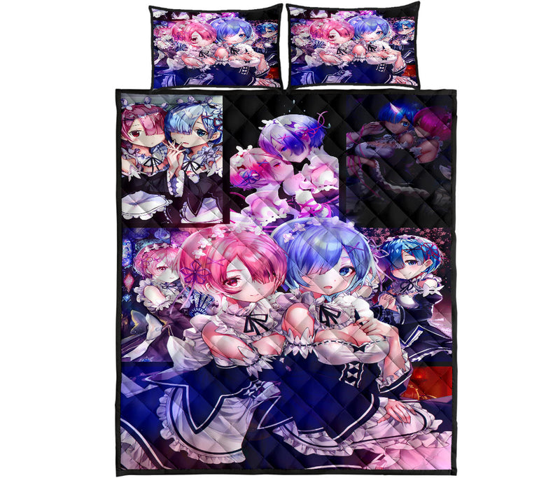 Ram And Rem Anime Girl Re Zero Quilt Bed Sets Nearkii