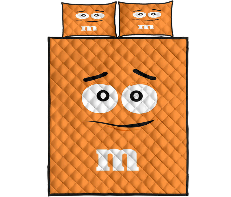 Chocolate M&M Orange Quilt Bed Sets Nearkii